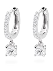 Beaverbrooks Sterling Silver Cubic Zirconia Huggie Hoop Earrings - Image 2 of 2