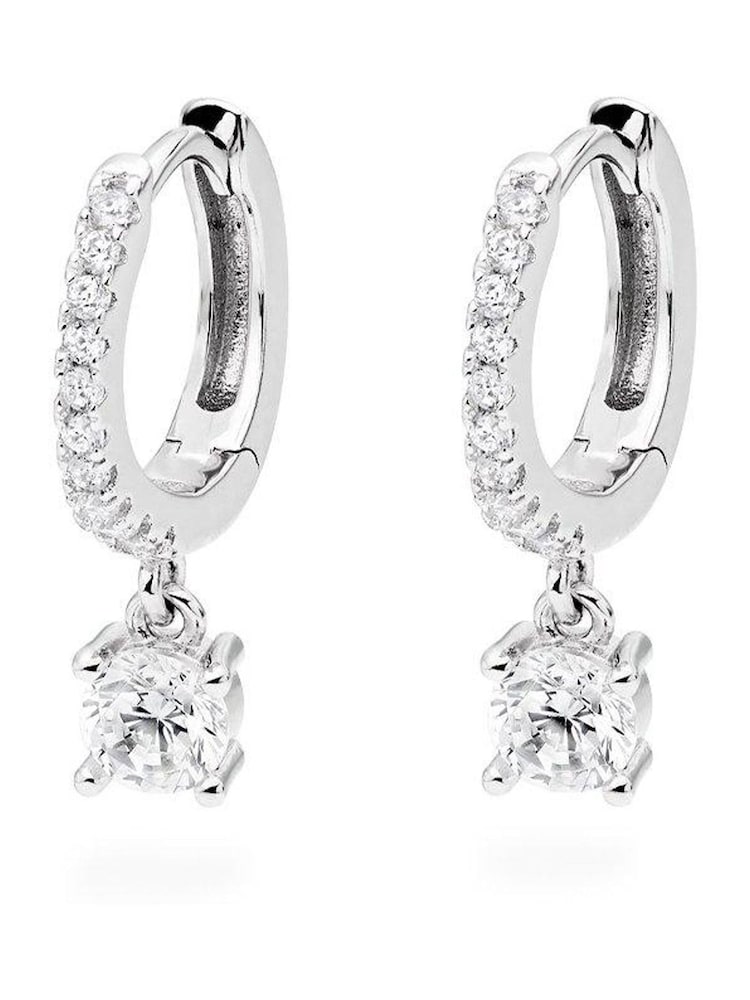 Beaverbrooks Sterling Silver Cubic Zirconia Huggie Hoop Earrings - Image 2 of 2