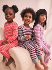 Purple/Pink Striped Snuggle Pyjamas 3 Pack (9mths-12yrs) - Image 1 of 3