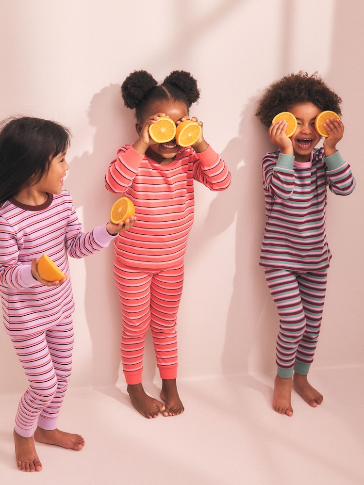 Purple/Pink Striped Snuggle Pyjamas 3 Pack (9mths-12yrs) - Image 2 of 3