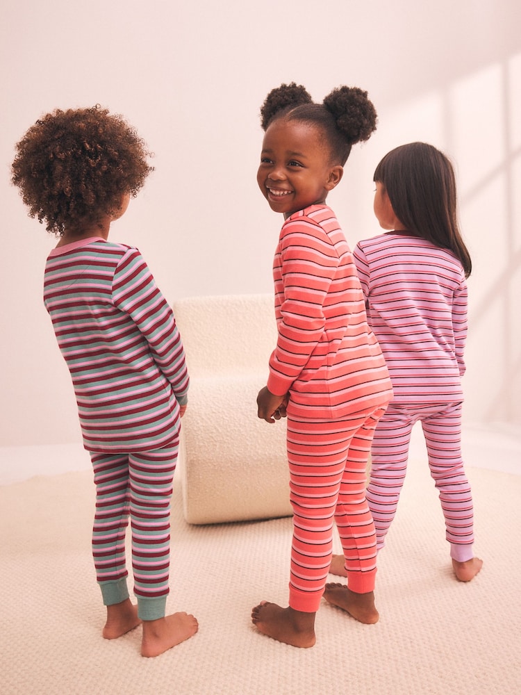 Purple/Pink Striped Snuggle Pyjamas 3 Pack (9mths-12yrs) - Image 3 of 3