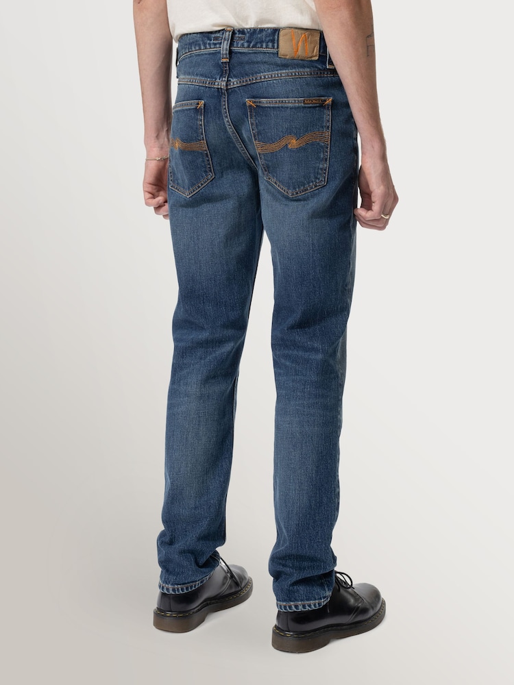 Nudie Jeans Wild Blue Solid Ollie Slim Tapered Fit Jeans - Image 2 of 6
