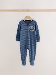 Blue Skiing Teddy Bear Two Way Zip Baby Sleepsuits 4 Pack (0mths-2yrs) - Image 2 of 10