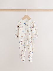 Blue Skiing Teddy Bear Two Way Zip Baby Sleepsuits 4 Pack (0mths-2yrs) - Image 3 of 10