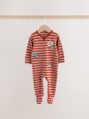 Blue Skiing Teddy Bear Two Way Zip Baby Sleepsuits 4 Pack (0mths-2yrs) - Image 4 of 10