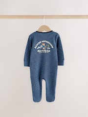 Blue Skiing Teddy Bear Two Way Zip Baby Sleepsuits 4 Pack (0mths-2yrs) - Image 7 of 10