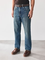 Blue Straight Fit Belted Authentic Jeans - Image 3 of 9