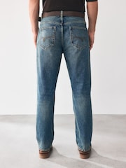 Blue Straight Fit Belted Authentic Jeans - Image 4 of 9