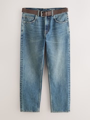 Blue Straight Fit Belted Authentic Jeans - Image 6 of 9