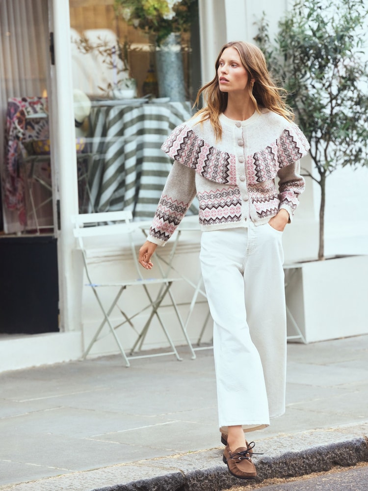 Ecru Wide Leg Cropped Jeans - Image 2 of 8 Ecru Wide Leg Cropped Jeans - Image 2 of 8