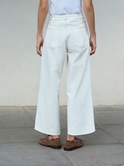 Ecru Wide Leg Cropped Jeans - Image 3 of 8