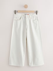 Ecru Wide Leg Cropped Jeans - Image 6 of 8