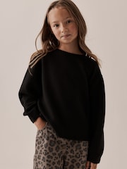 Black Long Sleeve Soft Waffle Top (3-16yrs) - Image 1 of 8