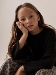 Black Long Sleeve Soft Waffle Top (3-16yrs) - Image 4 of 8
