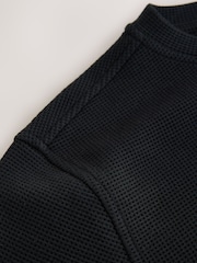 Black Long Sleeve Soft Waffle Top (3-16yrs) - Image 7 of 8
