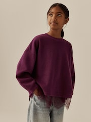 Berry Cosy Rib Lace Hem Sweatshirt (3-16yrs) - Image 1 of 10
