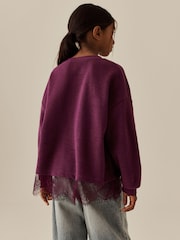 Berry Cosy Rib Lace Hem Sweatshirt (3-16yrs) - Image 5 of 10