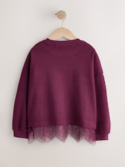 Berry Cosy Rib Lace Hem Sweatshirt (3-16yrs) - Image 8 of 10