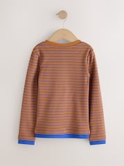 Brown Stripe Long Sleeve Ribbed Henley Top (3-16yrs) - Image 6 of 8