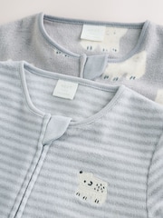 Boz Qütb Ayısı - Micro Fleece Two Way Zip Sleepsuits 2 Pack - 13şəkildən 10 şəkil