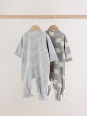 Boz Qütb Ayısı - Micro Fleece Two Way Zip Sleepsuits 2 Pack - 13şəkildən 6 şəkil
