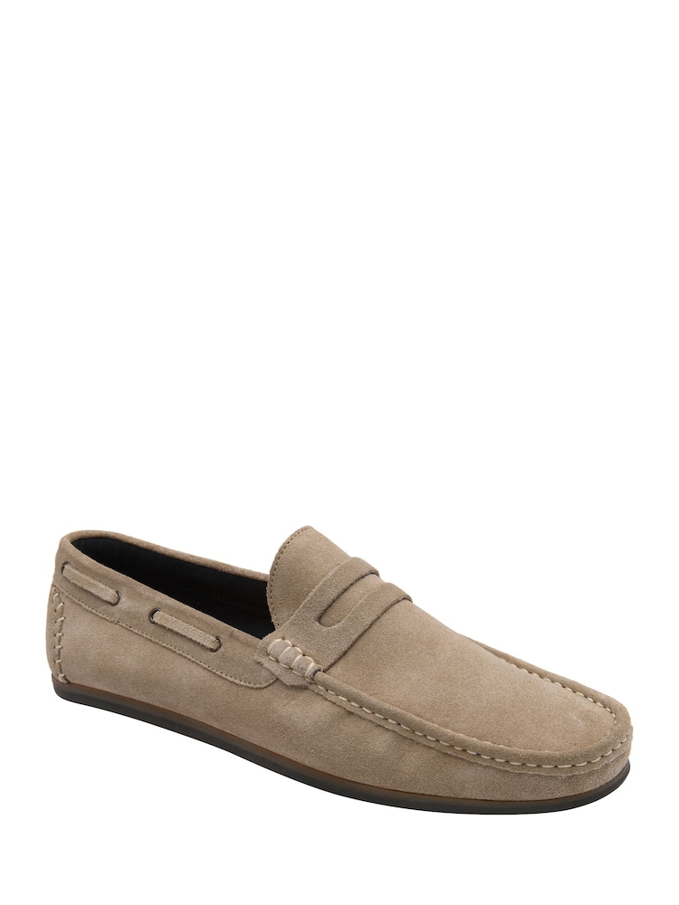 Frank Wright Grey Suede Slip-On Penny Loafers - Image 1 of 4
