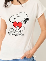 FatFace White Snoopy Heart Graphic T-Shirt - Image 3 of 5