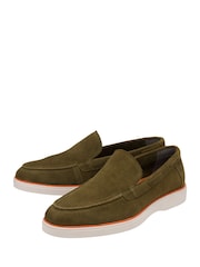 Frank Wright Green Suede Slip-On Loafers - Image 2 of 4