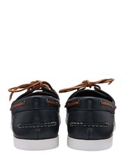 Frank Wright Blue Leather Lace-Up Boat Shoes - Image 3 of 4