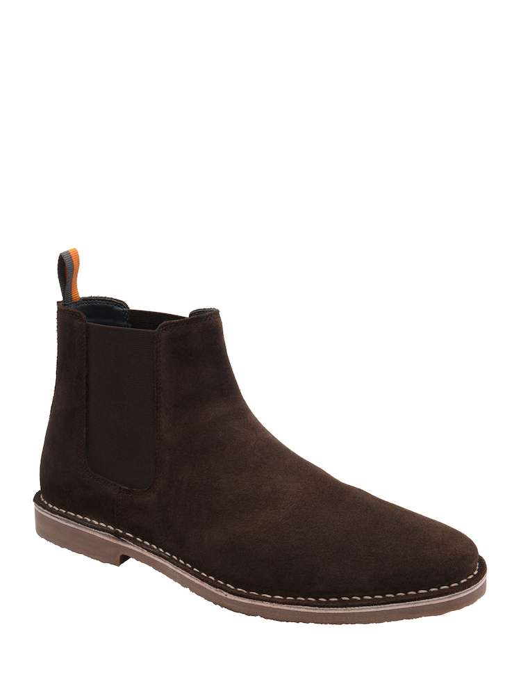 Brun semsket skinn - Frank Wright Suede Slip-On Chelsea Boots - Bilde 1 av 4