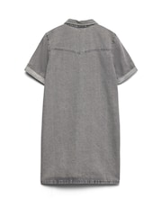 VERO MODA Grey Short Sleeve Button Down Denim Dress - Image 6 of 6