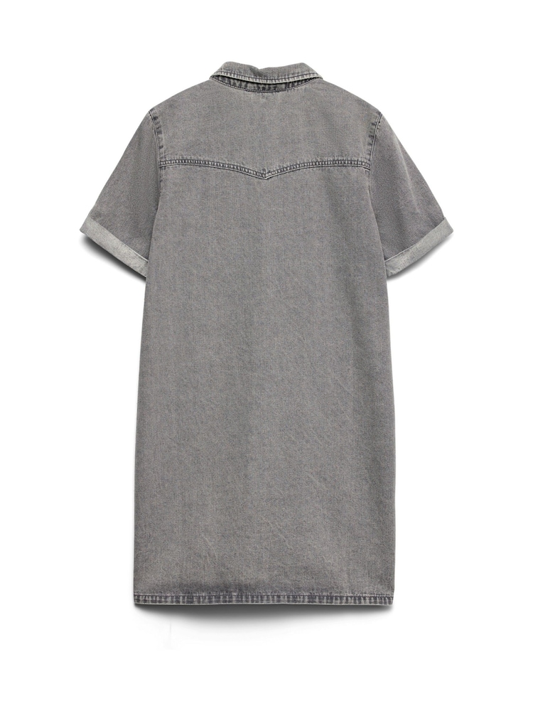 VERO MODA Grey Short Sleeve Button Down Denim Dress - Image 6 of 6 VERO MODA Grey Short Sleeve Button Down Denim Dress - Image 6 of 6