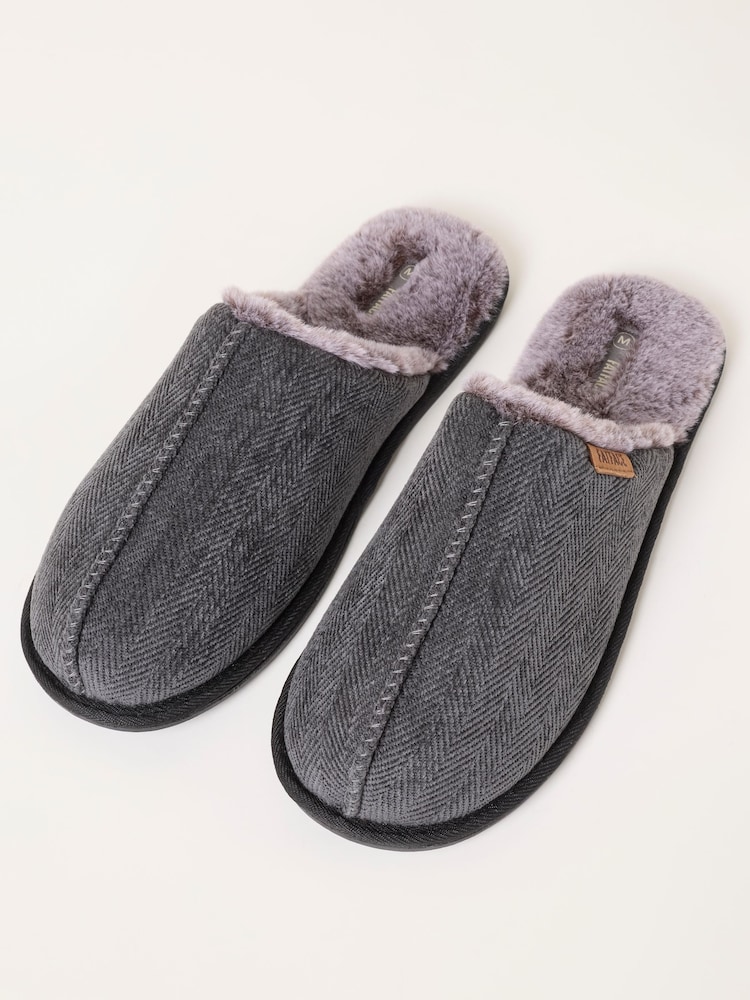 FatFace Harvey Blue Checkered Mule Slippers - Image 3 of 3 FatFace Harvey Blue Checkered Mule Slippers - Image 3 of 3