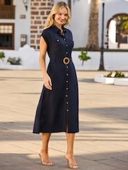 Sosandar Σεμιζιέ από μείγμα λινού ρατάν Με ζώνη - Εικόνα 1 από 4