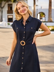 Sosandar Σεμιζιέ από μείγμα λινού ρατάν Με ζώνη - Εικόνα 4 από 4