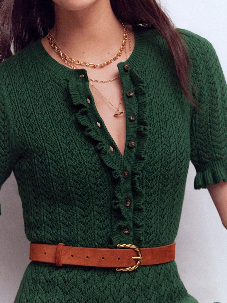 Boden Green Henley Frill Knitted Dress - Image 2 of 7