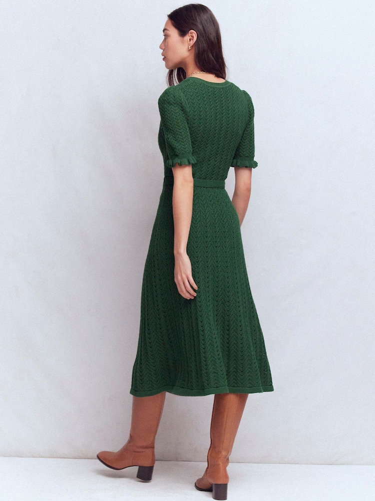 Buy Boden Green Henley Frill Knitted Dress from the Next UK online shop
