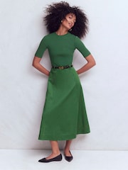 Boden Green Crew Neck Mix Media Dress - Image 1 of 5