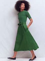 Boden Green Crew Neck Mix Media Dress - Image 2 of 5