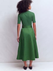 Boden Green Crew Neck Mix Media Dress - Image 3 of 5