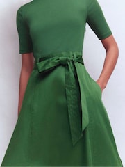 Boden Green Crew Neck Mix Media Dress - Image 4 of 5