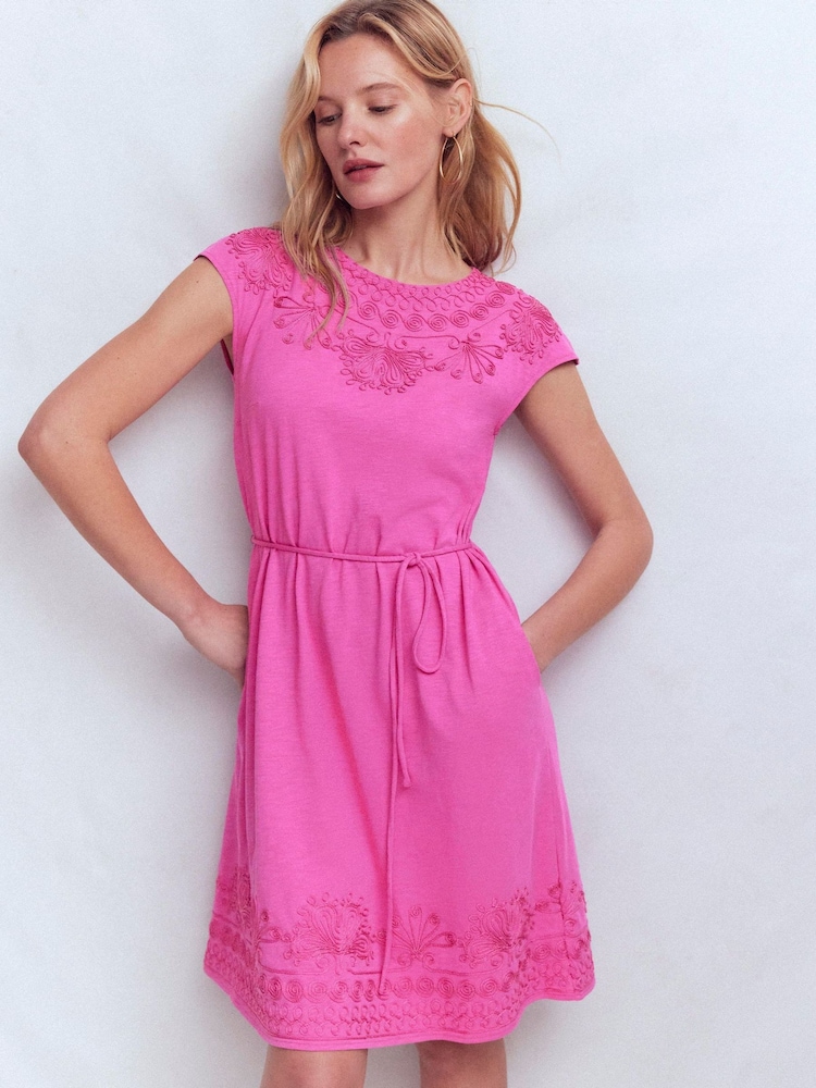Boden Pink Jersey Cutwork Short Dress - Image 2 of 5