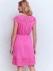 Boden Pink Jersey Cutwork Short Dress - Image 3 of 5