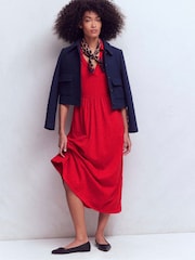Boden Red Aria Collared Jersey Dress - Image 3 of 5