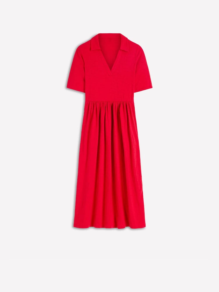 Boden Red Aria Collared Jersey Dress - Image 5 of 5