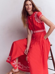 Boden Red Arabella Linen Blend Dress - Image 1 of 5