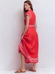 Boden Red Arabella Linen Blend Dress - Image 3 of 5