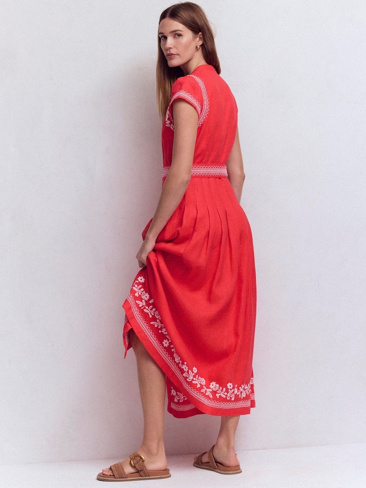 open lace back dress Vestido con volantes Arabella Burgundy main image 1