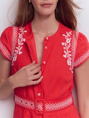 Boden Red Arabella Linen Blend Dress - Image 4 of 5