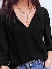 Boden Black Edi Trim Detail Blouse - Image 3 of 4